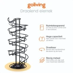 Goliving Eierrek - Eierhouder - Eiermand - Eieren Bewaren - Draaibaar - Ruimtebesparend - RVS - Zwart 12 Goliving Eierrek - Eierhouder - Eiermand - Eieren Bewaren - Draaibaar - Ruimtebesparend - RVS - Zwart -Serviesselectie Winkel 1200x1200 597