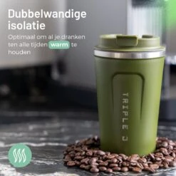 Triple J® Koffiebeker To Go - Thermosbeker - BPA & Lekvrij - 380ml - Groen -Serviesselectie Winkel 1200x1200 647