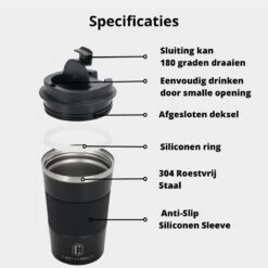 Castagnola Design RVS Koffiebeker To Go - Zwart - 380ml - Thermosbeker - Theebeker -Serviesselectie Winkel 1200x1200 664