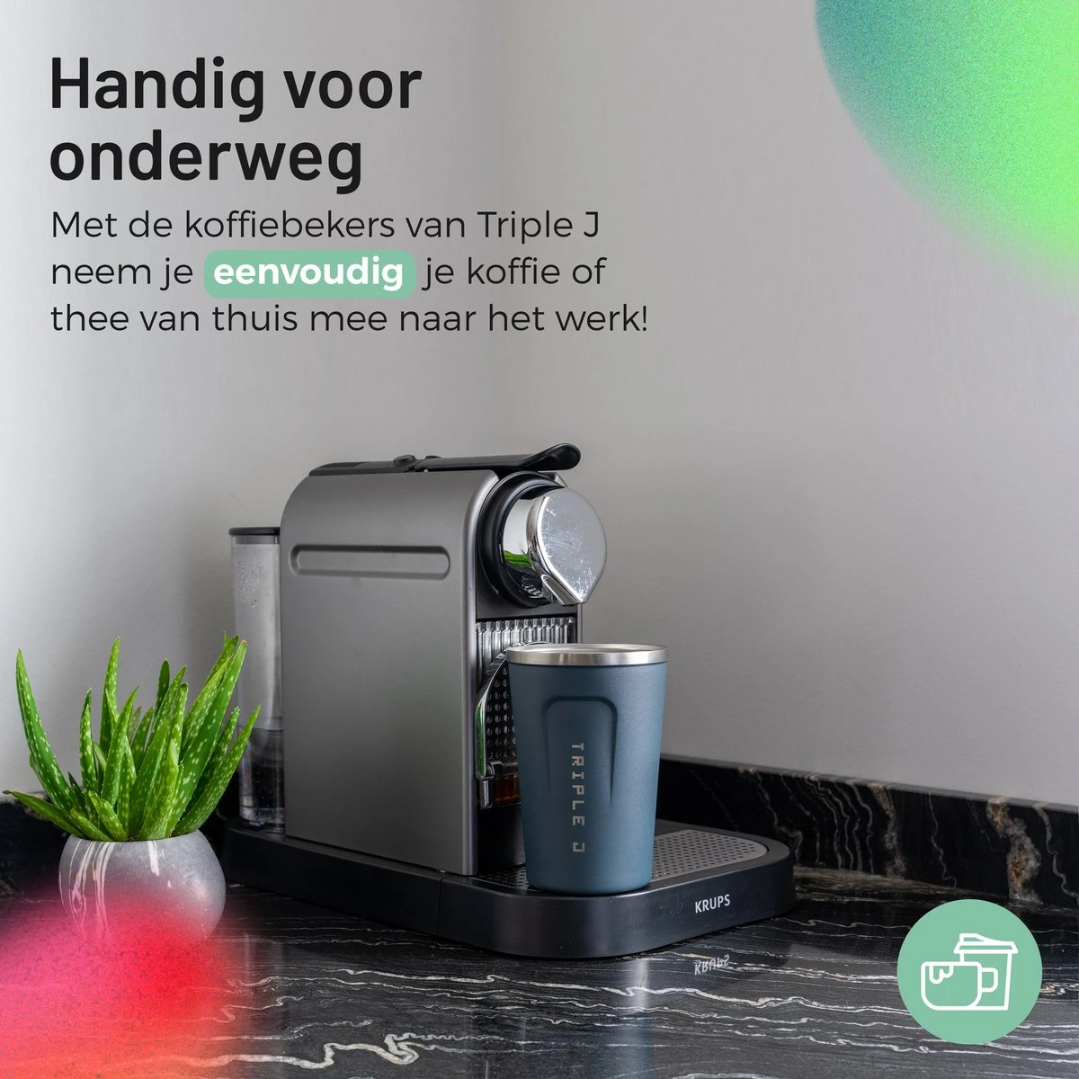 Triple J® Koffiebeker To Go - Thermosbeker - BPA & Lekvrij - 380ml - Blauw 2 Triple J® Koffiebeker To Go - Thermosbeker - BPA & Lekvrij - 380ml - Blauw - Afbeelding 2