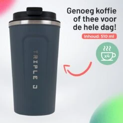 Triple J® Koffiebeker To Go - Thermosbeker - BPA & Lekvrij - 510ml - Blauw -Serviesselectie Winkel 1200x1200 683