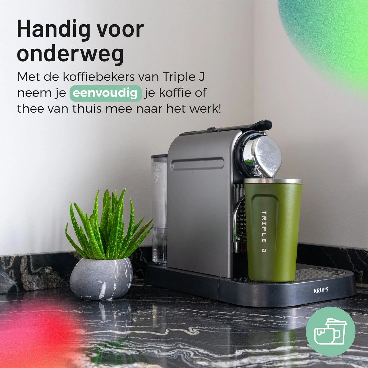 Triple J® Koffiebeker To Go - Thermosbeker - BPA & Lekvrij - 510ml - Groen 2 Triple J® Koffiebeker To Go - Thermosbeker - BPA & Lekvrij - 510ml - Groen - Afbeelding 2