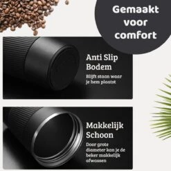 Mmoods Thermosbeker Voor Koffie En Thee 380ml - Koffiebeker To Go - Reisbeker Voor Auto - Herbruikbare Drinkfes Voor Warme En Koude Dranken - Ecologische Thermoskan Zwart Geschenk -Serviesselectie Winkel 1200x1200 739