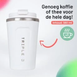 Triple J® Koffiebeker To Go - Thermosbeker - BPA & Lekvrij - 380ml - Wit -Serviesselectie Winkel 1200x1200 746