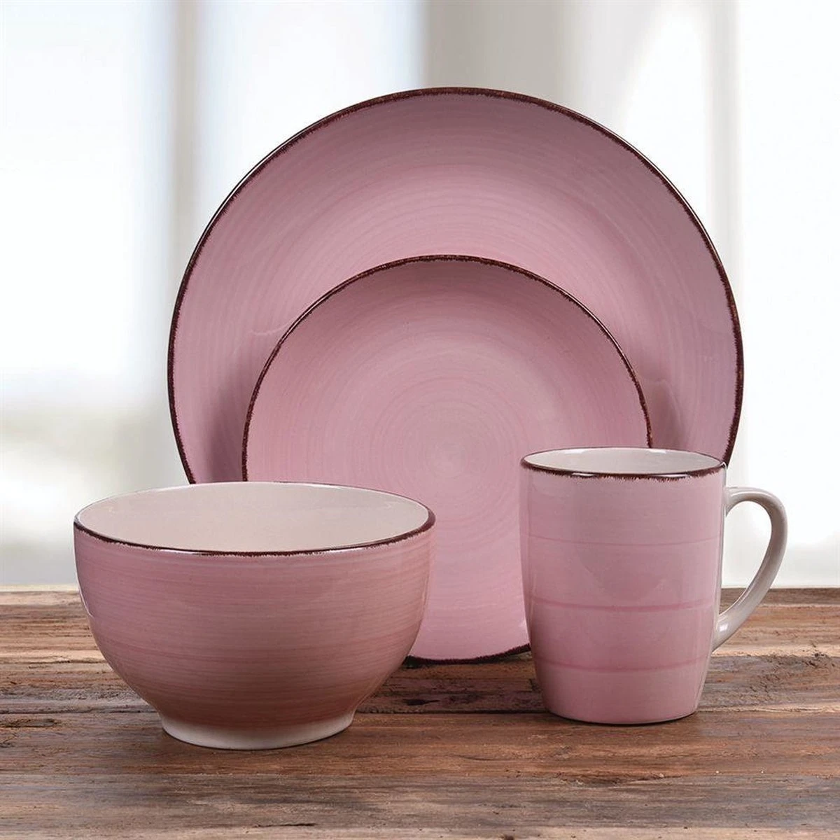 Excellent Houseware Excellent Serviesset 16 Delig - Aardewerk - Roze 1 Excellent Houseware Excellent Serviesset 16 Delig - Aardewerk - Roze