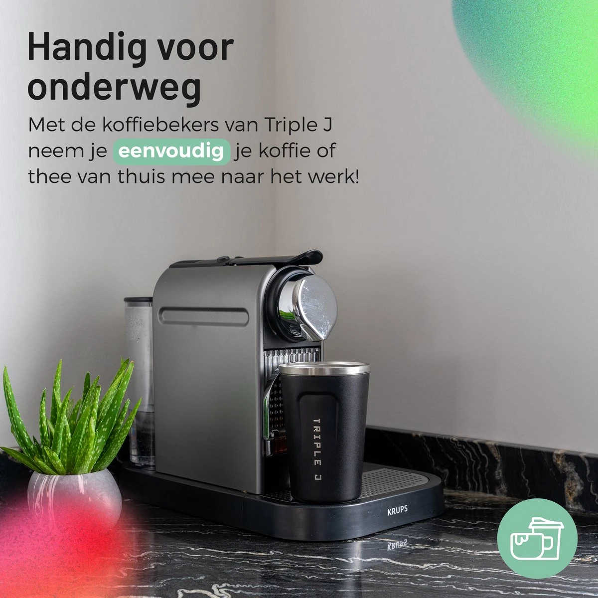 Triple J® Koffiebeker To Go - Thermosbeker - BPA & Lekvrij - 380ml - Zwart 3 Triple J® Koffiebeker To Go - Thermosbeker - BPA & Lekvrij - 380ml - Zwart - Afbeelding 3