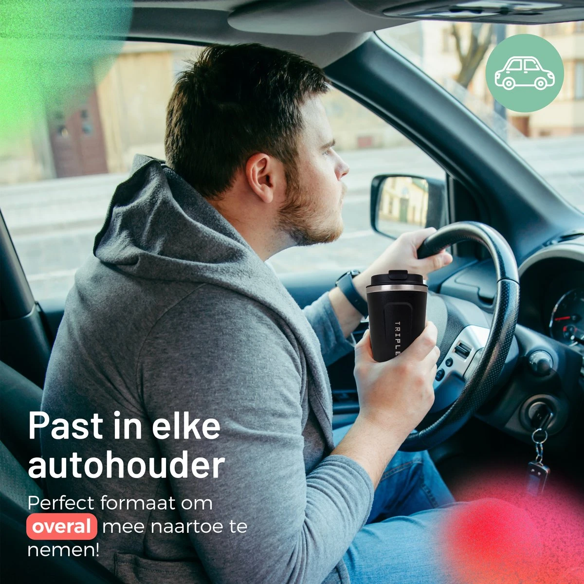 Triple J® Koffiebeker To Go - Thermosbeker - BPA & Lekvrij - 380ml - Zwart 5 Triple J® Koffiebeker To Go - Thermosbeker - BPA & Lekvrij - 380ml - Zwart - Afbeelding 5