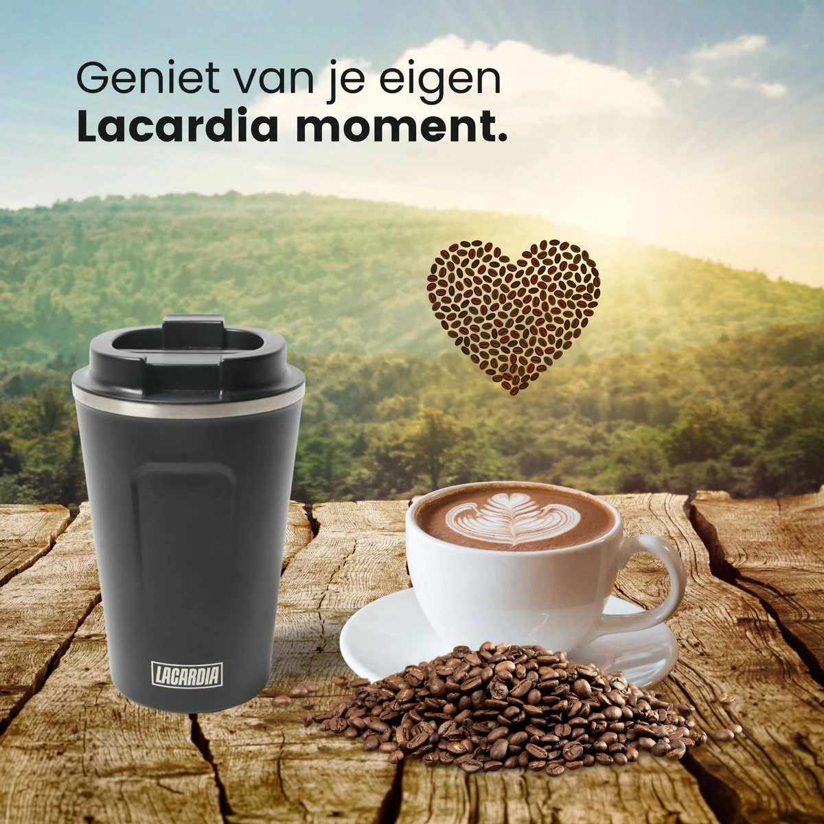 LaCardia Koffiebeker To Go Premium Zwart – Thermosbeker – Theebeker – 380ML – Herbruikbaar 8 LaCardia Koffiebeker To Go Premium Zwart – Thermosbeker – Theebeker – 380ML – Herbruikbaar - Afbeelding 8