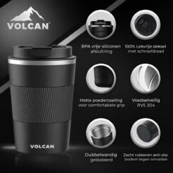 Volcan RVS Koffiebeker To Go Met Sleeve - Thermosbeker - Theebeker - Coffee - Zwart 16 Volcan RVS Koffiebeker To Go Met Sleeve - Thermosbeker - Theebeker - Coffee - Zwart -Serviesselectie Winkel 1200x1200 878