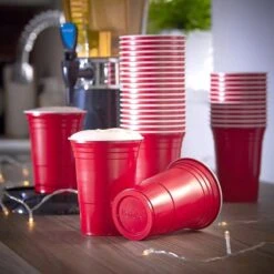 Merkloos Beerpong - 50 Stuk(s) - Red Cups Inc. 3 Ballen - Beerpong Drankspel - Plastic Bekers - Beer Pong -Serviesselectie Winkel 1200x1200 953