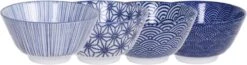 Tokyo Design Studio Nippon Blue Rijstkommen Set 4 Stuks