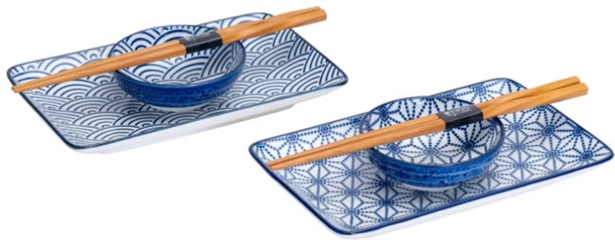 Tokyo Design Studio Nippon Blue Sushiserviesset - Porselein - 6 Delig - 2 Persoons 5 Tokyo Design Studio Nippon Blue Sushiserviesset - Porselein - 6 Delig - 2 Persoons - Afbeelding 5