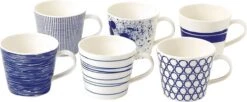 Royal Doulton Pacific - 6x Mok / Beker - Porselein - Wit / Blauw - 450 Ml - Set Van 6 Mokken -Serviesselectie Winkel 1200x495 2