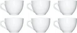 Merkloos Koffie Kopjes – Koffiekopjes – Koffiemokken – Cappuccino – Set Van 6 – Porselein – 250 Ml – Wit -Serviesselectie Winkel 1200x511 1