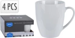 Excellent Houseware Set Van 4x Stuks Bekers/mokken Wit 380 Ml Van Porselein - Melkbekers -Serviesselectie Winkel 1200x612 3