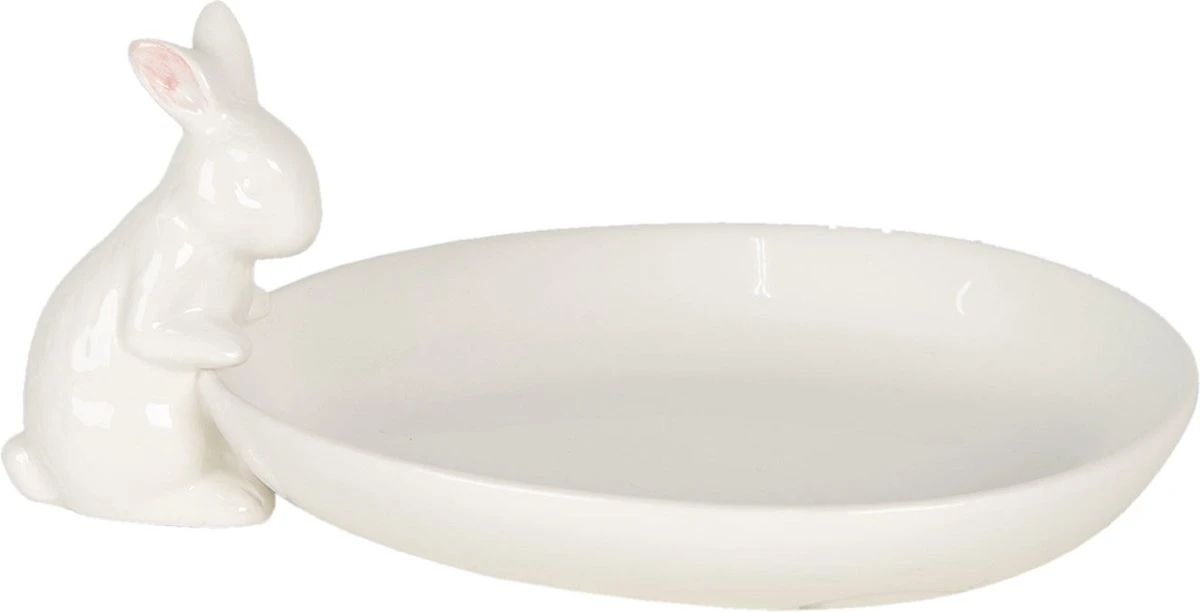 Clayre & Eef Serveerschaal 20x13x8 Cm Wit Keramiek Ovaal Konijn Presenteerschaal Dienblad Decoratie Schaal 2 Clayre & Eef Serveerschaal 20x13x8 Cm Wit Keramiek Ovaal Konijn Presenteerschaal Dienblad Decoratie Schaal - Afbeelding 2