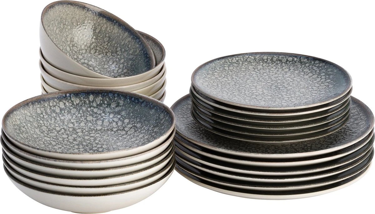 Lite-Body Serviesset Hermes - Grijs Relief - 6 Personen - 24 Delig 1 Lite-Body Serviesset Hermes - Grijs Relief - 6 Personen - 24 Delig