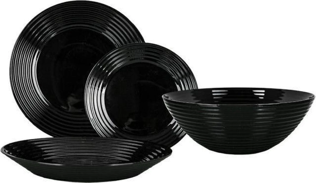 Luminarc Harena Serviesset - Zwart - 19-delig - 6 Persoons 2 Luminarc Harena Serviesset - Zwart - 19-delig - 6 Persoons - Afbeelding 2