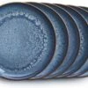 Borden 6 Personen Blue Sea 24cm - Bordenset - Blauw Servies - Luxe Dinerborden - Handgemaakt - Keramiek - Stoneware - Smith Premium®