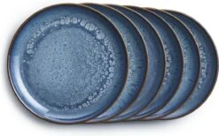 Borden 6 Personen Blue Sea 24cm - Bordenset - Blauw Servies - Luxe Dinerborden - Handgemaakt - Keramiek - Stoneware - Smith Premium®