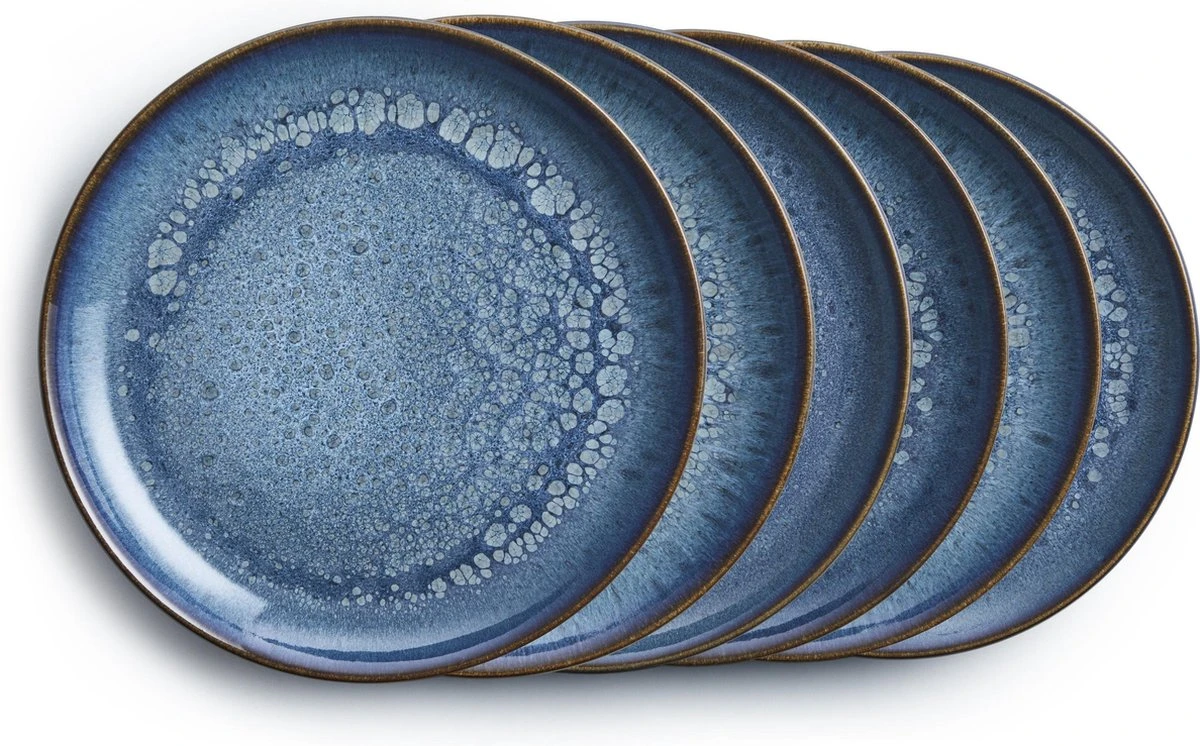 Borden 6 Personen Blue Sea 24cm - Bordenset - Blauw Servies - Luxe Dinerborden - Handgemaakt - Keramiek - Stoneware - Smith Premium® 1 Borden 6 Personen Blue Sea 24cm - Bordenset - Blauw Servies - Luxe Dinerborden - Handgemaakt - Keramiek - Stoneware - Smith Premium®