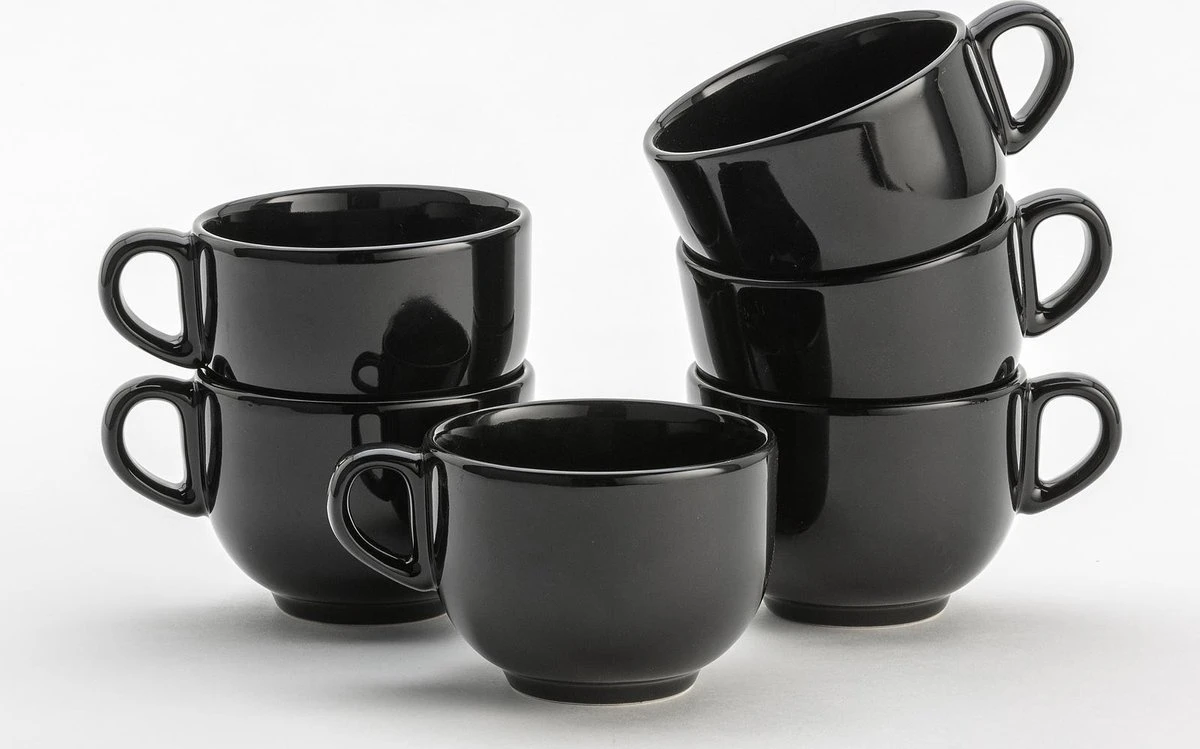 Lite-Body Soepkom Met Oor - Mystique Zwart - Set Van 6 Stuks 1 Lite-Body Soepkom Met Oor - Mystique Zwart - Set Van 6 Stuks