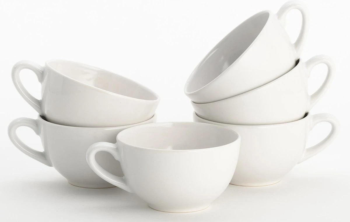 Lite-Body Hermes Soepkom Met Oor - Set Van 6 Stuks - 12 Cm/30 Cl - Aardewerk - Wit 1 Lite-Body Hermes Soepkom Met Oor - Set Van 6 Stuks - 12 Cm/30 Cl - Aardewerk - Wit