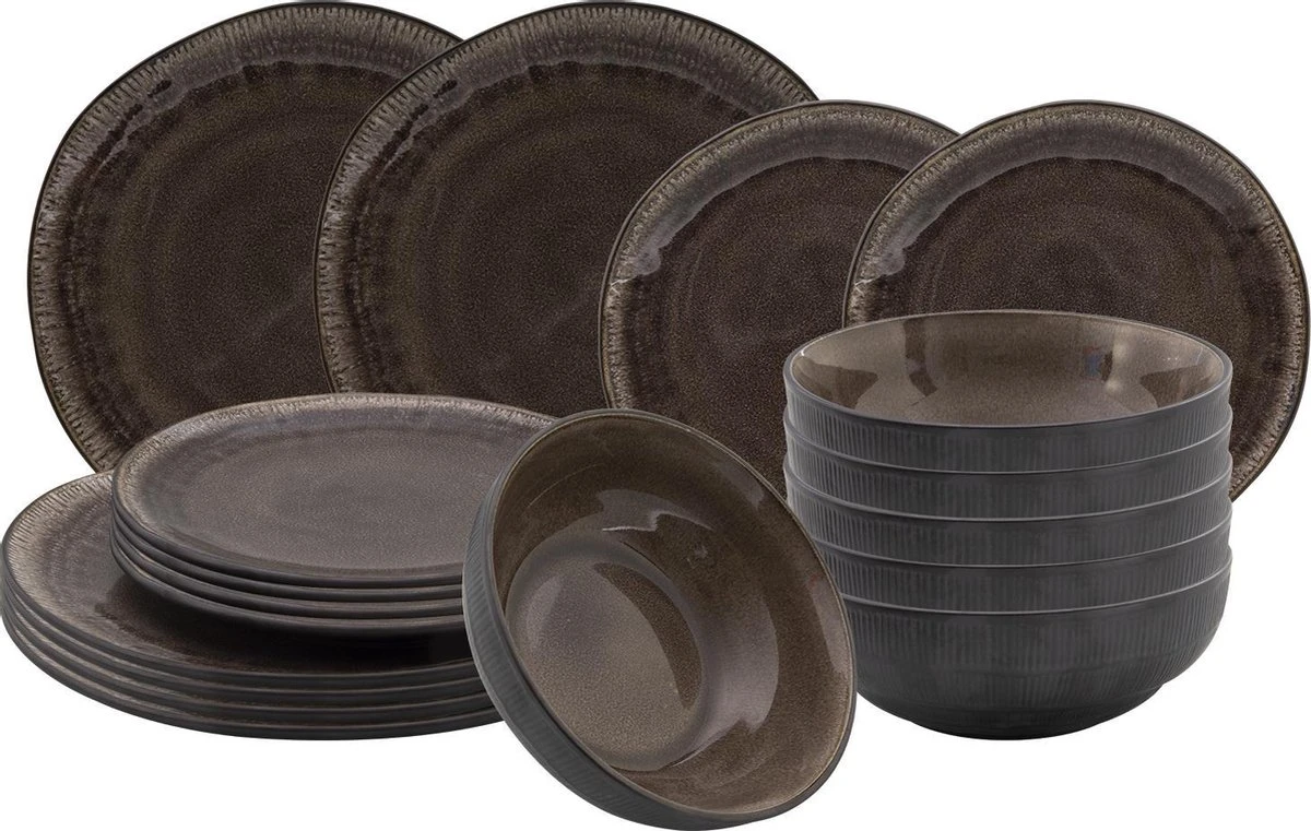 Studio Tavola Serviesset Dark Brown 18-Delig 1 Studio Tavola Serviesset Dark Brown 18-Delig