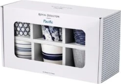 Royal Doulton Pacific - 6x Mok / Beker - Porselein - Wit / Blauw - 450 Ml - Set Van 6 Mokken -Serviesselectie Winkel 1200x842