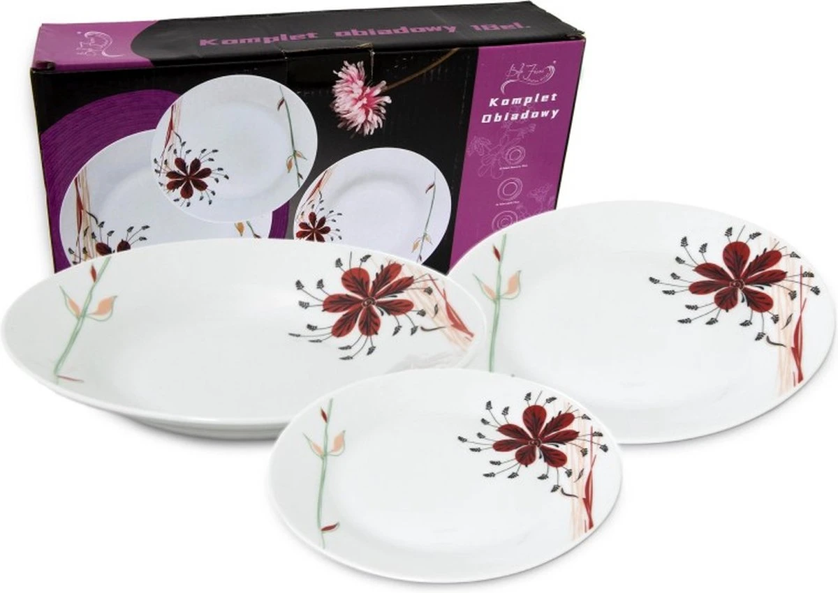Bella Fiore Premium Serviesset 18 Delig - Serviesset - Bordenset - Borden - 6 Persoons - Elegant Design - Premium Porselein - Wit Met Bloem AR-52 1 Bella Fiore Premium Serviesset 18 Delig - Serviesset - Bordenset - Borden - 6 Persoons - Elegant Design - Premium Porselein - Wit Met Bloem AR-52