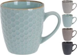 Excellent Houseware Set Van 4x Stuks Luxe Gekleurde Stoneware Bekers/koffiekopjes 200 Ml - Kopjes/koffiebekers