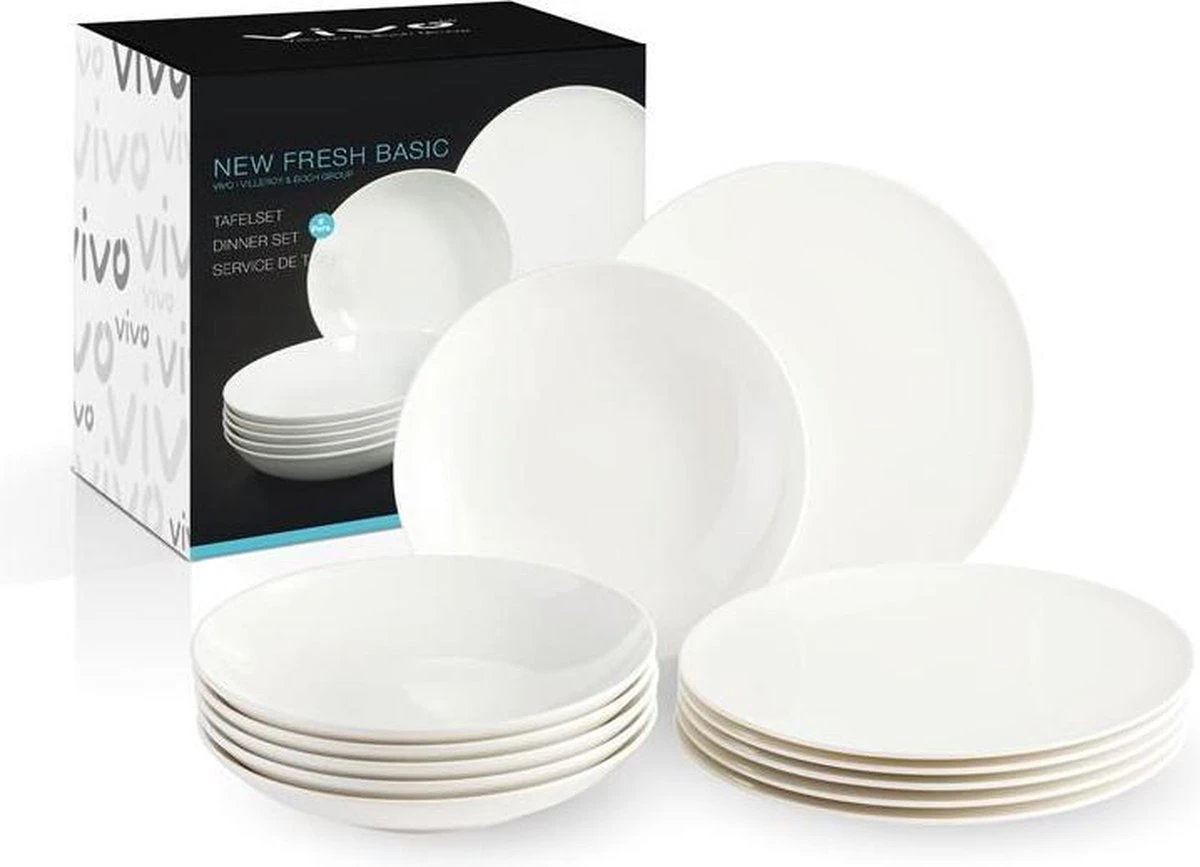 Villeroy & Boch Vivo New Fresh Basic Tafel Serviesset - 6 Personen - 12 Delig - Porselein 2 Villeroy & Boch Vivo New Fresh Basic Tafel Serviesset - 6 Personen - 12 Delig - Porselein - Afbeelding 2