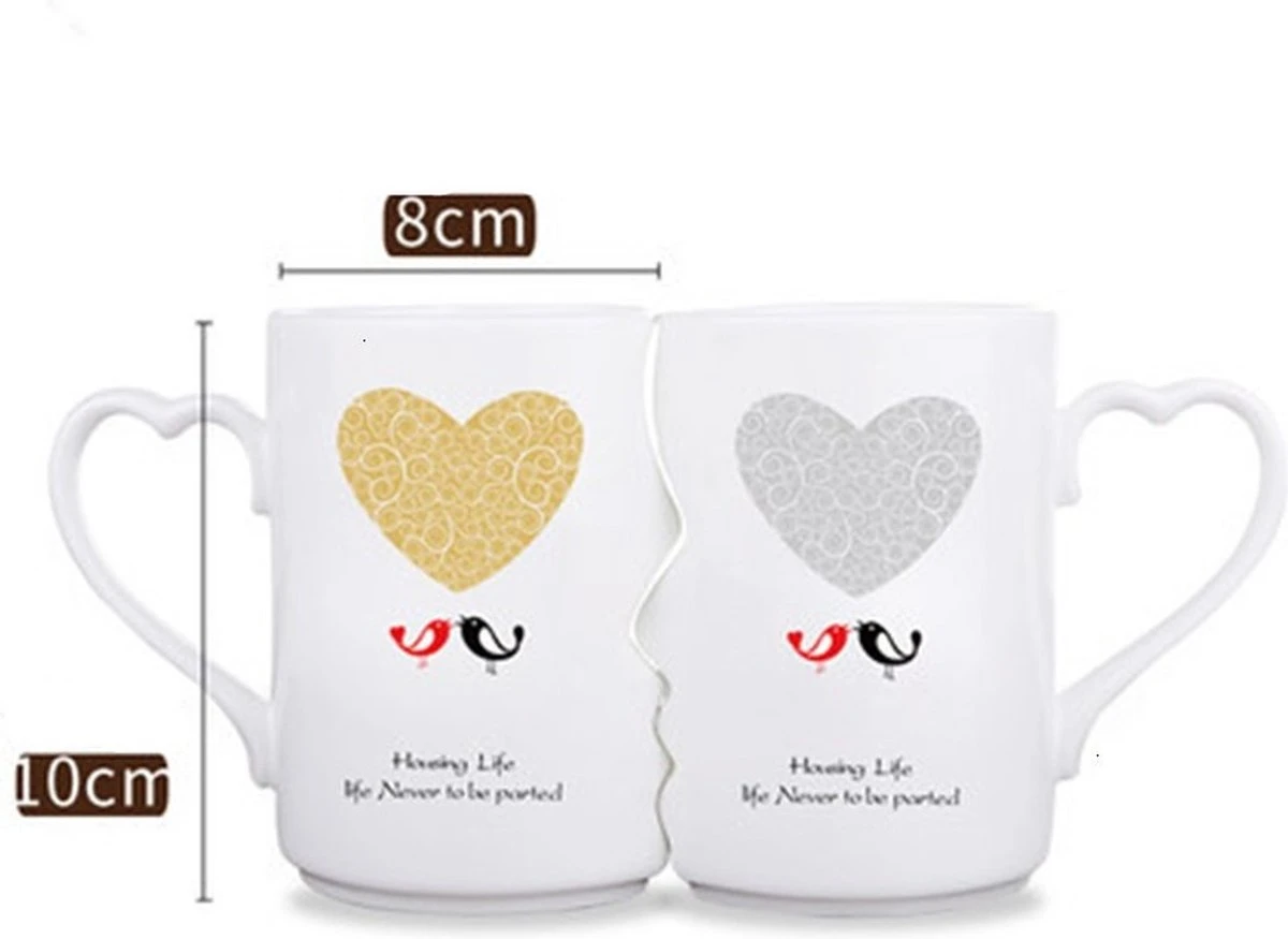 Faseras Liefdesmok/Couple Mok - Liefdesgeschenk - Huwelijksgeschenk - Hartje/Vogeltje - Porselein - 360ml - Wit 4 Faseras Liefdesmok/Couple Mok - Liefdesgeschenk - Huwelijksgeschenk - Hartje/Vogeltje - Porselein - 360ml - Wit - Afbeelding 4