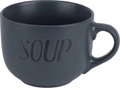 Cosy&Trendy Soepkom 'Soup' Met Een Oor - 51 Cl - Antraciet - Set-6