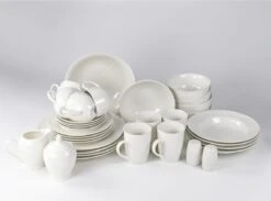 JT Serviesset - Wit - 35delig - 4 Persoons - Luxe Reliëf Design