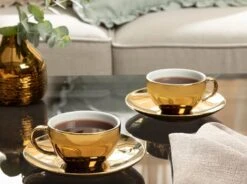 Koffiekopjes- Theekopjes-Koffiekopjes Met Schotel-Koffiekopjes Set Van 2 Personen -Cappuccino - Kop En Schotel - 220 Ml - Luxury Collection - Theekopje - Cadeau