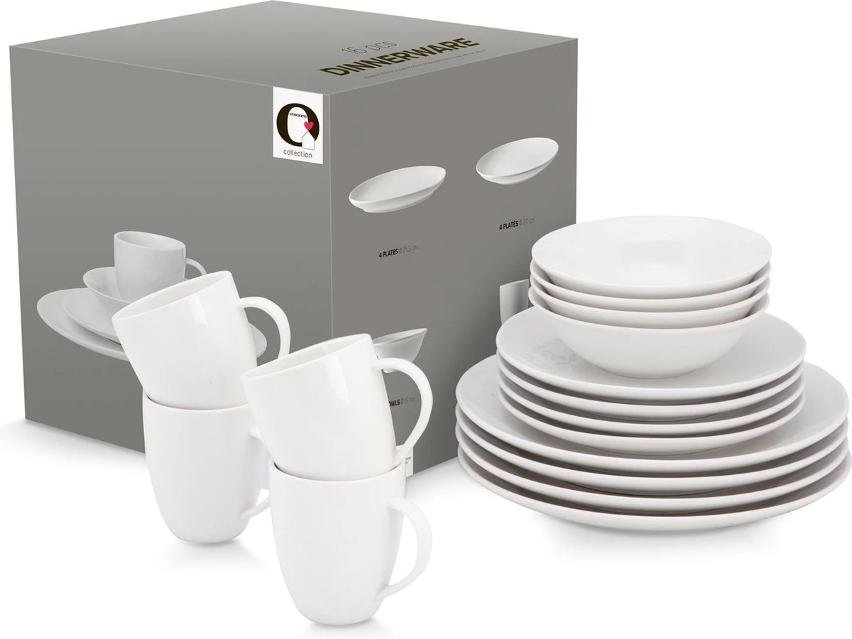 Vtwonen Serviesset - Wit - Porselein - 16-Delig 2 Vtwonen Serviesset - Wit - Porselein - 16-Delig - Afbeelding 2