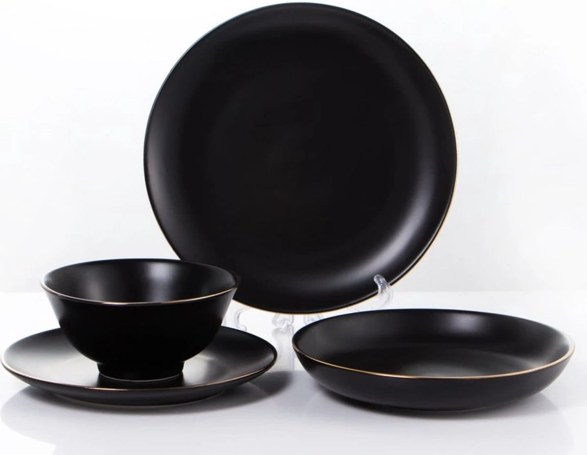 Serviesset 24-delig 6 Personen - Zwart-Goud 1 Serviesset 24-delig 6 Personen - Zwart-Goud