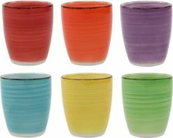 Tavola - Koffiemokken - Zonder Oor - Kleurrijk - Aardewerk - 160Ml - 6 Stuks - Ibizia -Serviesselectie Winkel 1200x964 5