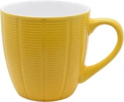 Orange85 Koffiekopjes Gekleurd - Set Van 6 - Koffiemokken - Streep - 200 Ml - Reliëf - Aardewerk - Met Oor - Theemokken -Serviesselectie Winkel 1200x984
