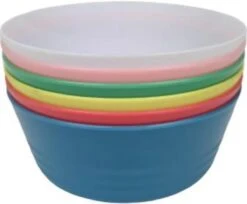 Merkloos Kinder Snack Bakjes BOBBY - Schaaltjes - Kommen - Picknicken - Camping - Feest - Multicolor - Kunststof - Ø12 Cm - 6 Stuks