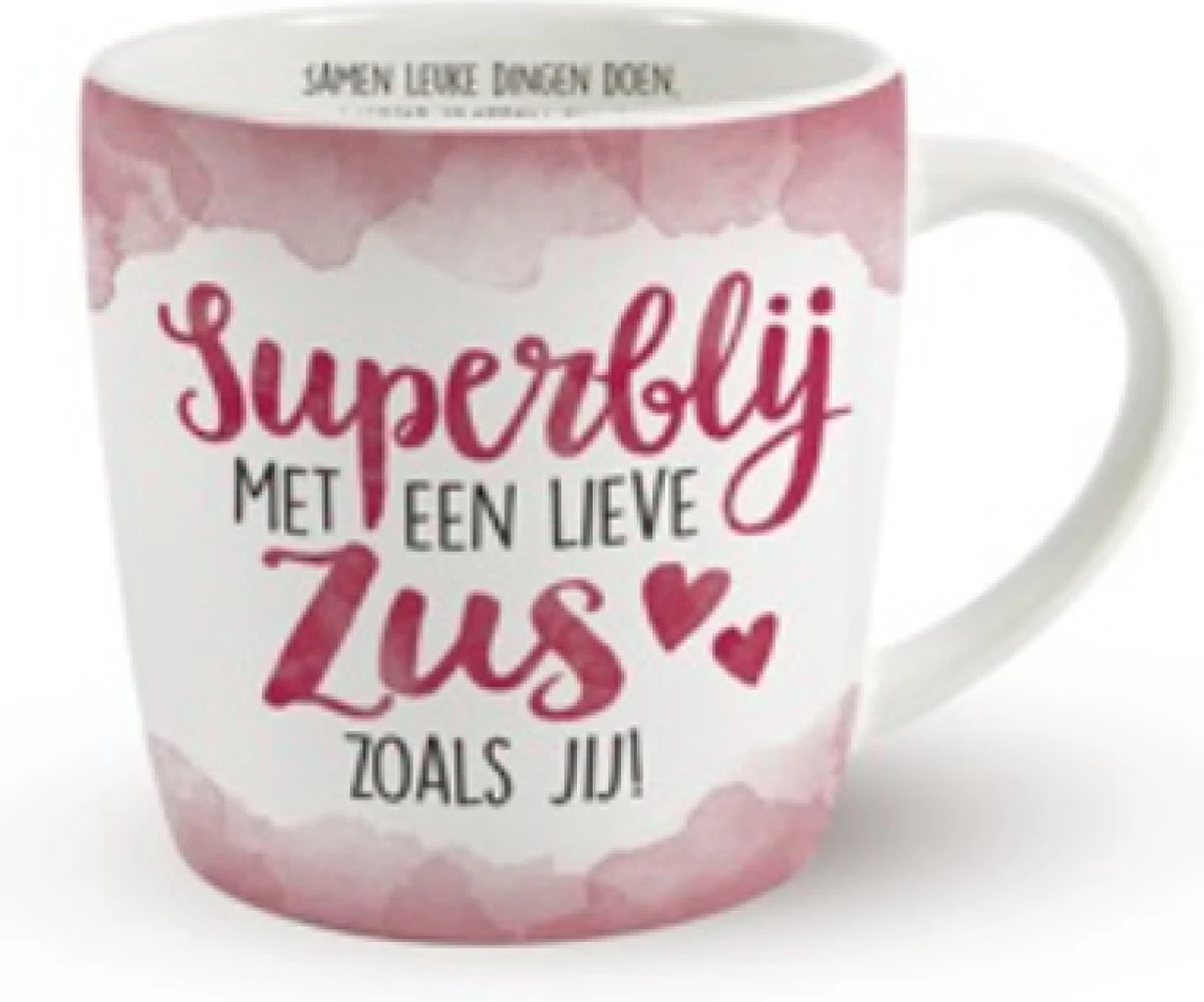 Enjoy Mok - Superblij Met Een Lieve Zus Zoals Jij - Met Binnentekst 1 Enjoy Mok - Superblij Met Een Lieve Zus Zoals Jij - Met Binnentekst