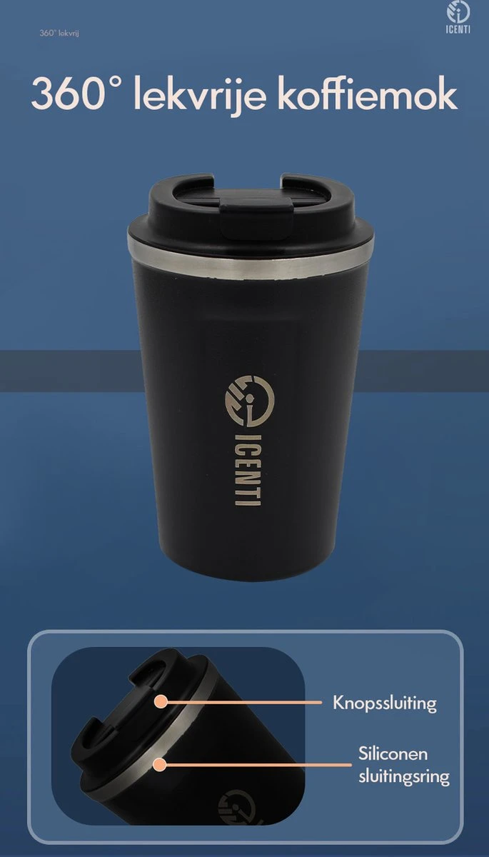 ICENTI - RVS Koffiebeker To Go - 380ml – Groen - Thermosbeker - Lekvrij - Dubbelwandig - Koffie Beker - Theebeker – Coffeemugg - Theemugg 3 ICENTI - RVS Koffiebeker To Go - 380ml – Groen - Thermosbeker - Lekvrij - Dubbelwandig - Koffie Beker - Theebeker – Coffeemugg - Theemugg - Afbeelding 3