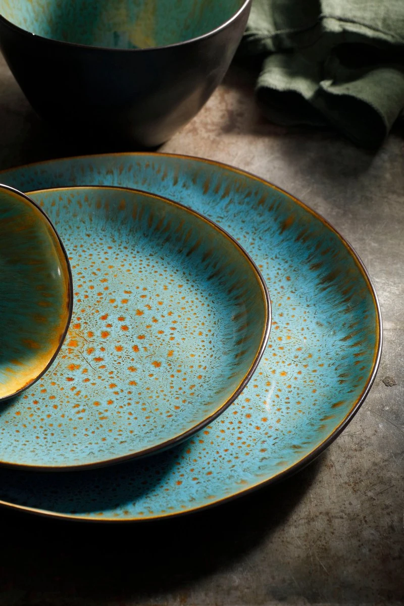 Palmer Serviesset Lotus Stoneware 6-persoons 24-delig Zwart Turquoise 12 Palmer Serviesset Lotus Stoneware 6-persoons 24-delig Zwart Turquoise - Afbeelding 12