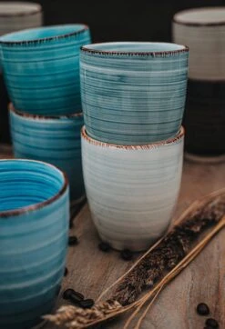 Koffiemok - Blue - 6 Stuks - Aardewerk - 340 ML - Zonder Oor 5 Koffiemok - Blue - 6 Stuks - Aardewerk - 340 ML - Zonder Oor -Serviesselectie Winkel 819x1200