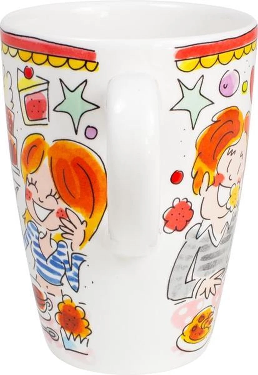 Blond Amsterdam Even Bijkletsen Beker XL 500 Ml - Rode Rand 4 Blond Amsterdam Even Bijkletsen Beker XL 500 Ml - Rode Rand - Afbeelding 4