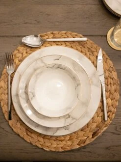 Selinex Porselein Serviesset Wit Marmer Goud 25-delig