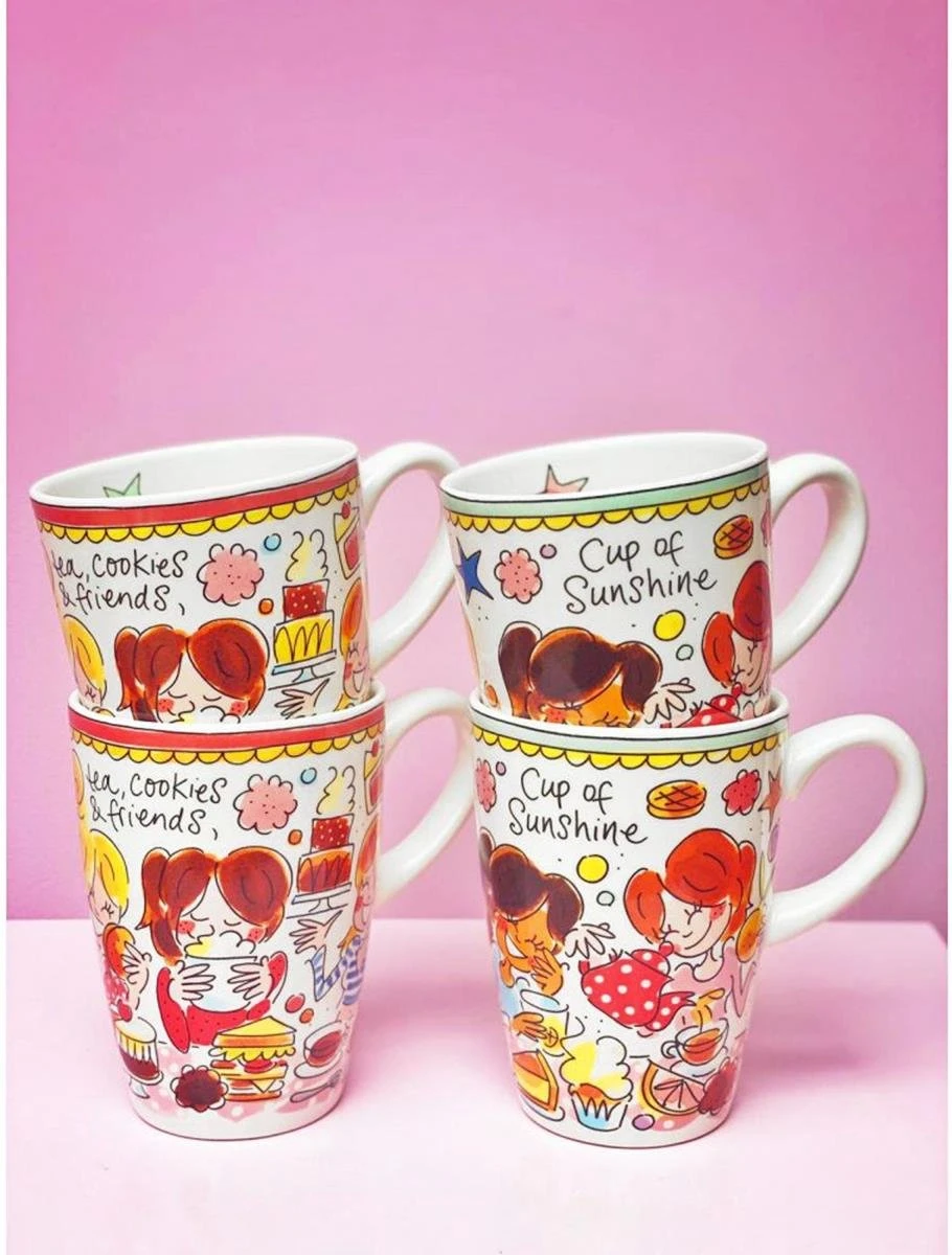 Blond Amsterdam Even Bijkletsen Beker XL 500 Ml - Rode Rand 5 Blond Amsterdam Even Bijkletsen Beker XL 500 Ml - Rode Rand - Afbeelding 5