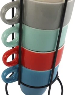 Orange85 Koffiekopjes - Met Houder - Set Van 6 - Gekleurd - 300 Ml - Keramiek -Serviesselectie Winkel 945x1200